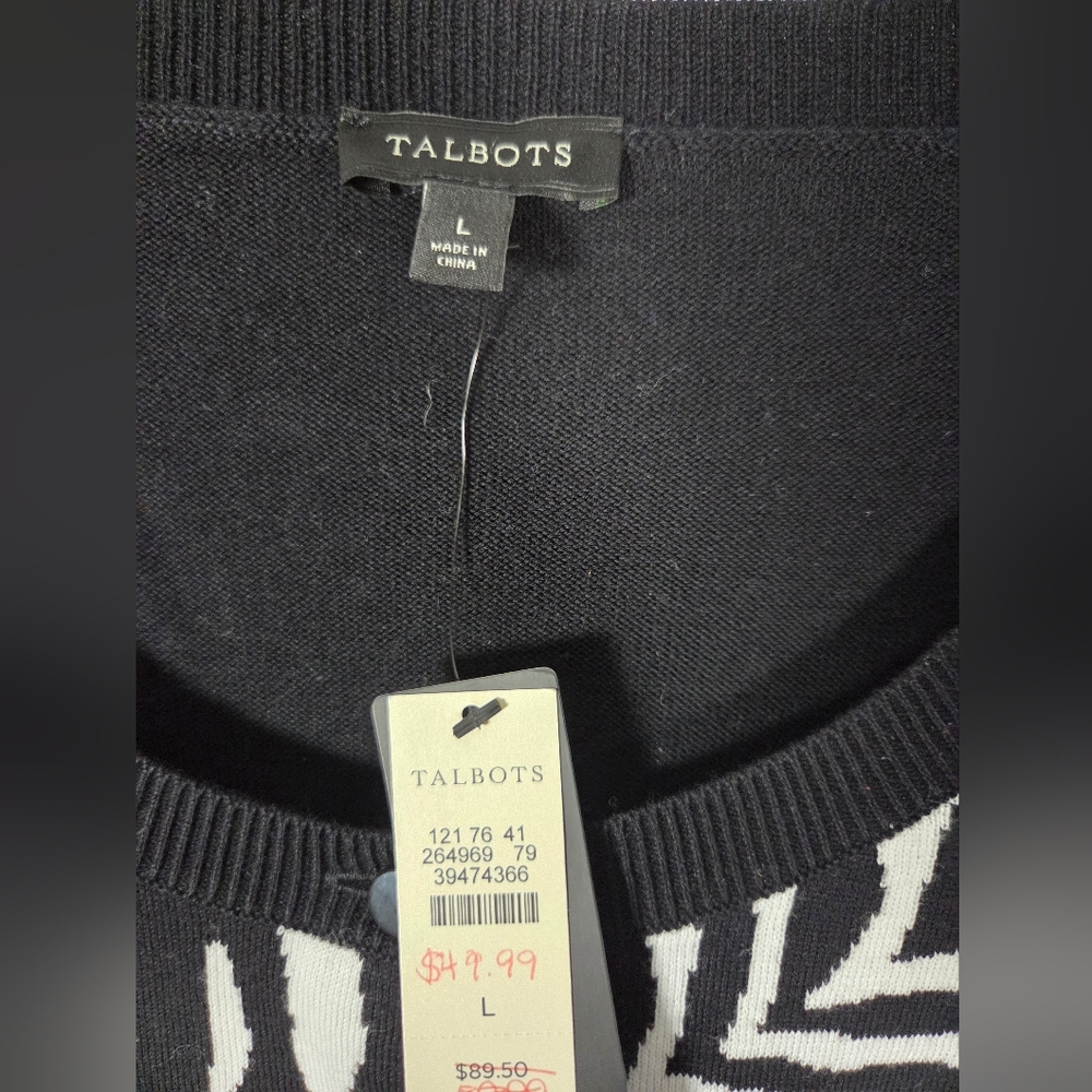 NWT Talbots Zebra Print Button Closure Black Whit… - image 3